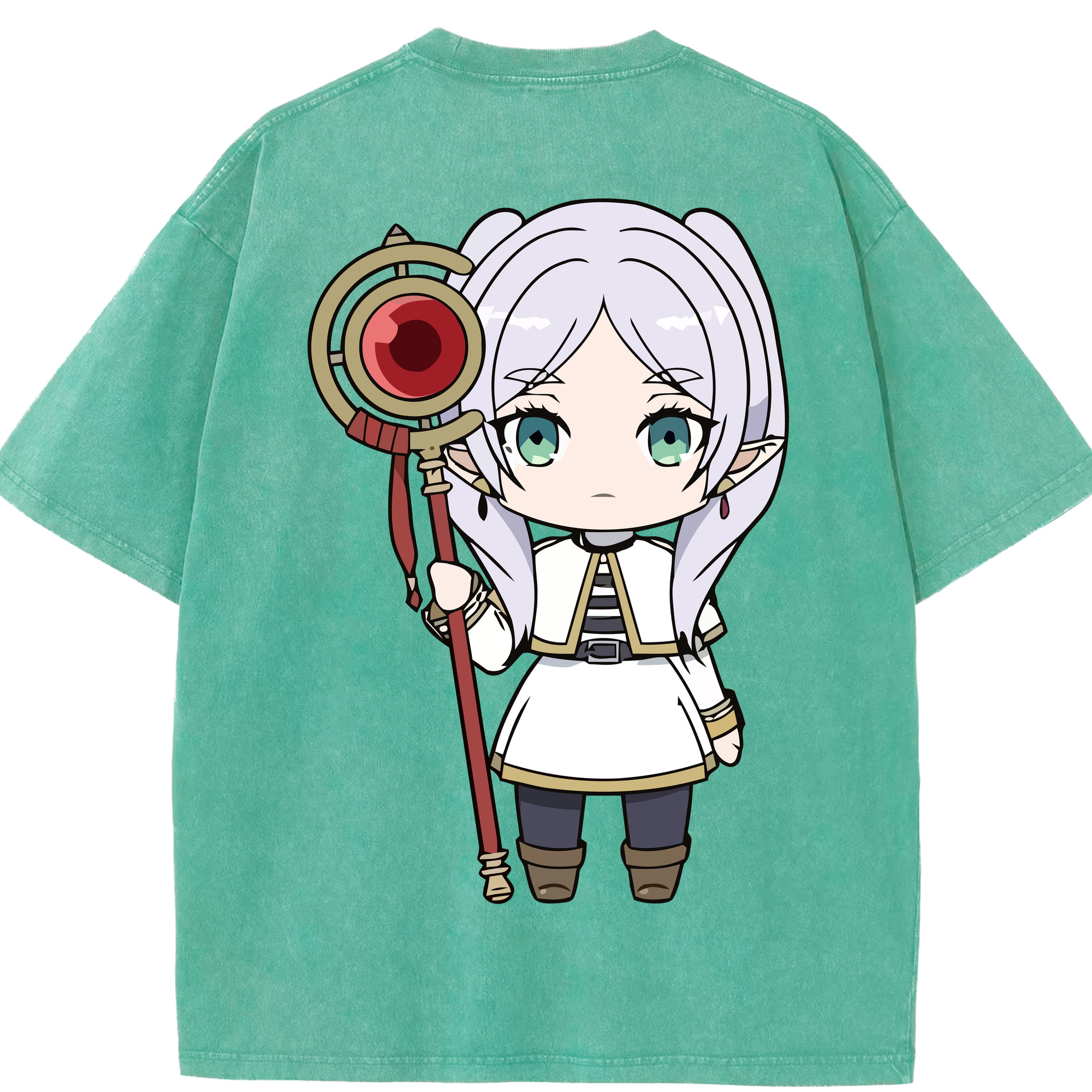 （画像用） 葬送のフリーレン Frieren 綿100% ヴィンテージ風 半袖Tシャツ（背面プリント）
